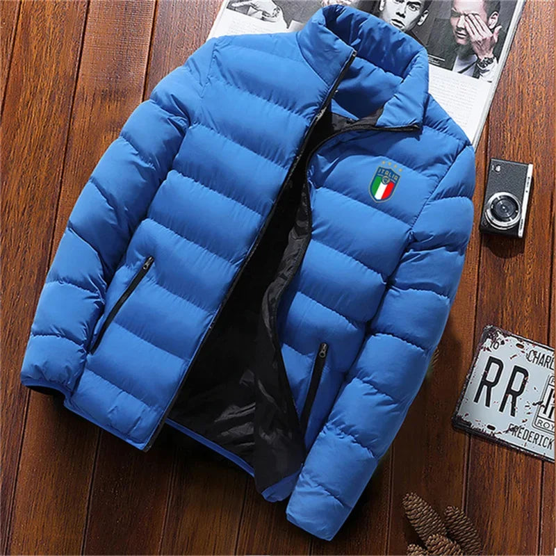 Beach Camp Winter coat men's fashion stand collar men's coat outdoor camping men's solid thickened jacket coat men's Parka