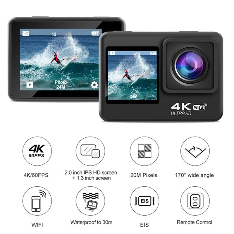 Beach Camp Diving Action Camera 4k Go Pro Bike Digital Cameras Mini Photo Consumer Electronics