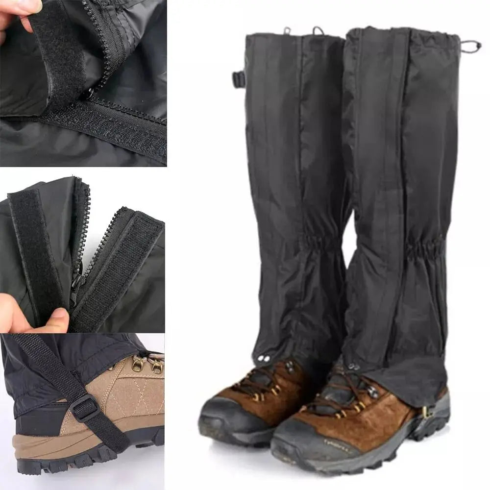 Beach Camp Waterproof Camping Hiking Leg Gaiters Breathable Zipper Snow Boot Gaiters Outdoor Black Walking Boot Gaters Mountain Climbing