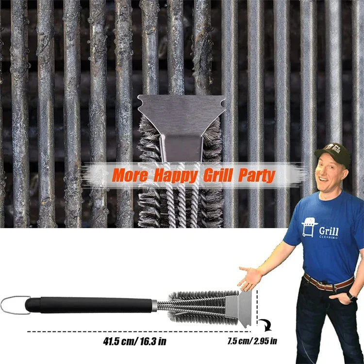 Grill Brush - Bristle Free BBQ Grill Brush - Rust Resistant Stainless Steel Barbecue Cleaner - Great Grilling Accessories