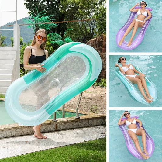 Beach Camp Inflatable Pool Lounger Float for Adults, Inflatable Swimming Floating Bed Hammock for Pool with Soft Mesh Center, Pool Float Hamm