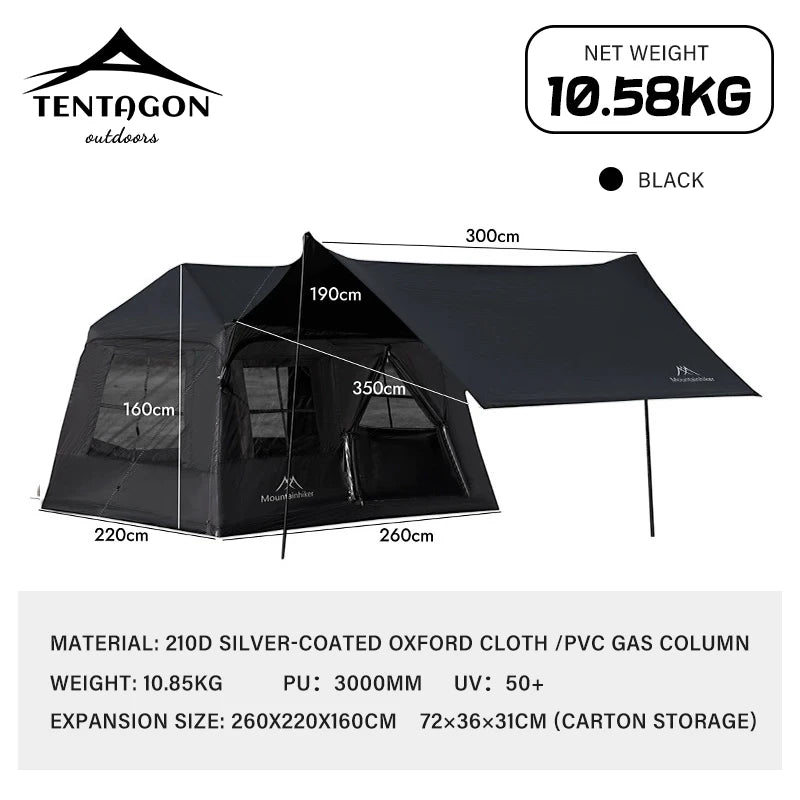 Beach Camp Outdoor Camping 3-4 Person Portable Waterproof Family Awning Beach Tent Quick Opening Fishing Tent Picnic Park Anti-UV Shade