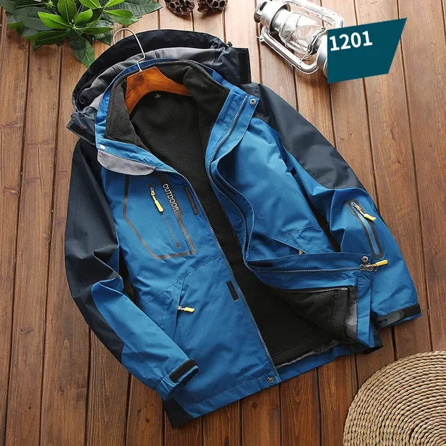 Beach Camp Sportwear Ski Camping Jacket Windbreak Waterproof Outdoor Coat Men Climbing Hiking Coats Winter 3 in 1 Fleece Lining Warm Jacket