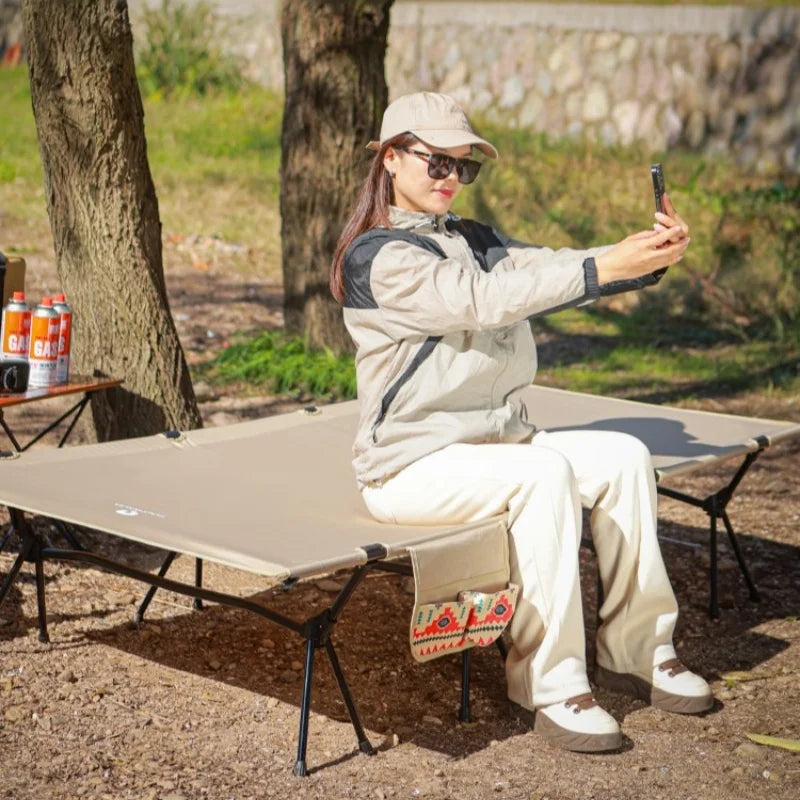 Beach Camp Cot Camping  Bed Aluminum Alloy Folding Bed Ultra-Light Lightweight Outdoor Camping Tent Self-Driving Lunch Break 4 Rods
