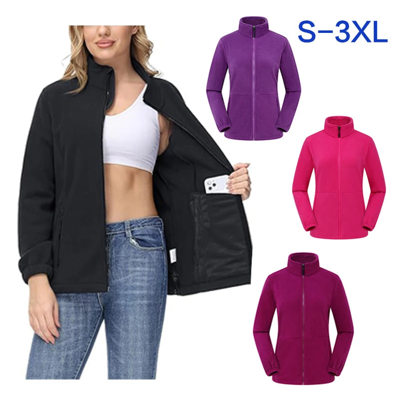 Beach Camp Women's Winter Coat with Full Zipper, Warm, Soft, Lightweight, Suitable for Camping, Running, Cycling, Outdoor Travel,