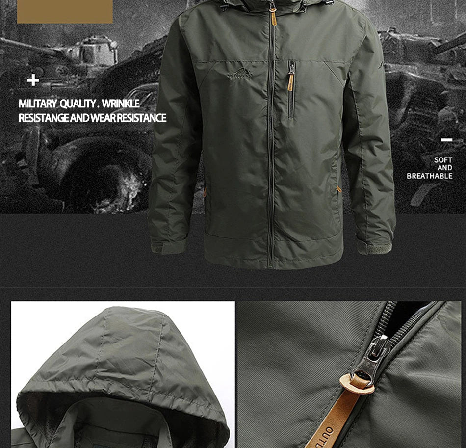 Beach Camp Winter Jacket Fashion Coat Hoodies Camping Hiking Jacket Men's Casual Waterproof Jacket Windbreaker Men Outerwear Men's Clothes