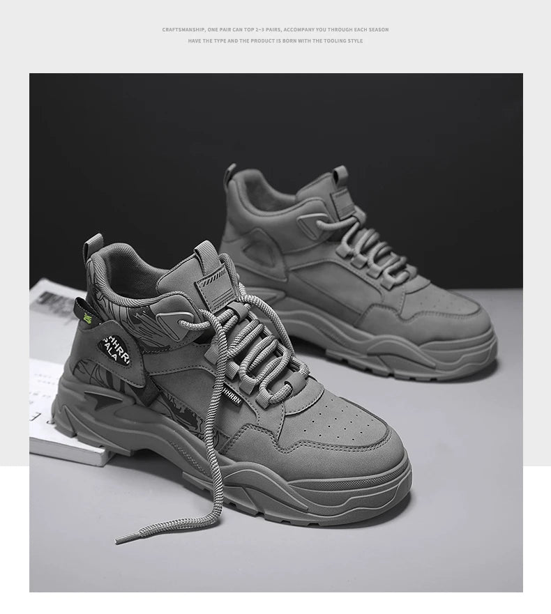 New Outdoor Boots Men's High Top British Style Cargo Short Boot Help Men's Outdoor Leisure Mountaineering Boots