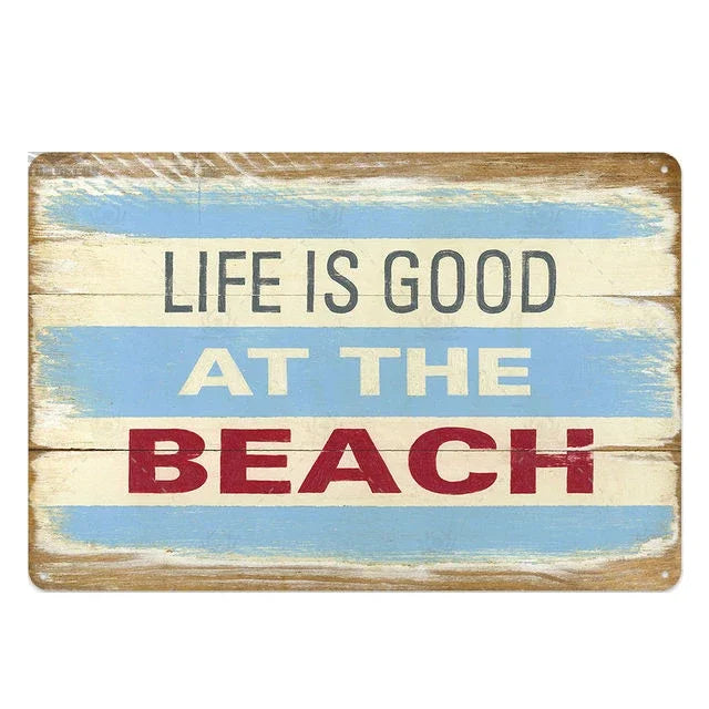 Beach camp Pool Rules Sign for Outdoor, Backyard Metal Swimming Pool Sign, No Diving No Running No Peeing No Lifeguard on Duty Sign