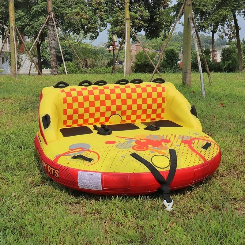 Beach Camp Inflatable Towable Booster Tube - Four Person Water Tube Boating Float Tow Raft Watersports Inflatable Playground