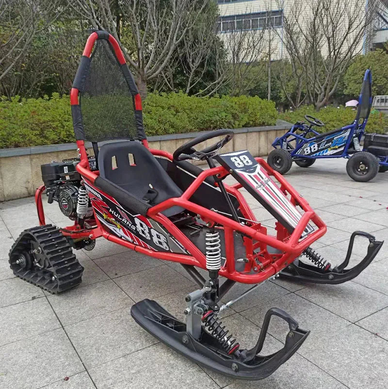 Snowmobile 168cc 150cc Snow Gasoline Scooter Chain Driver Winter Sports Mini Snowmobile Kids Continuously Variable Transmission