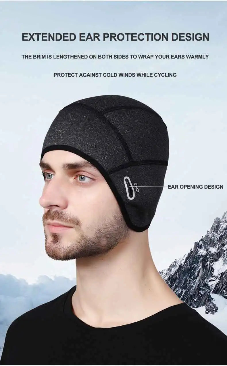 Winter outdoor cycling warm hat helmet lined with ear protection windproof fleece warm hat mountaineering and skiing cold-proof