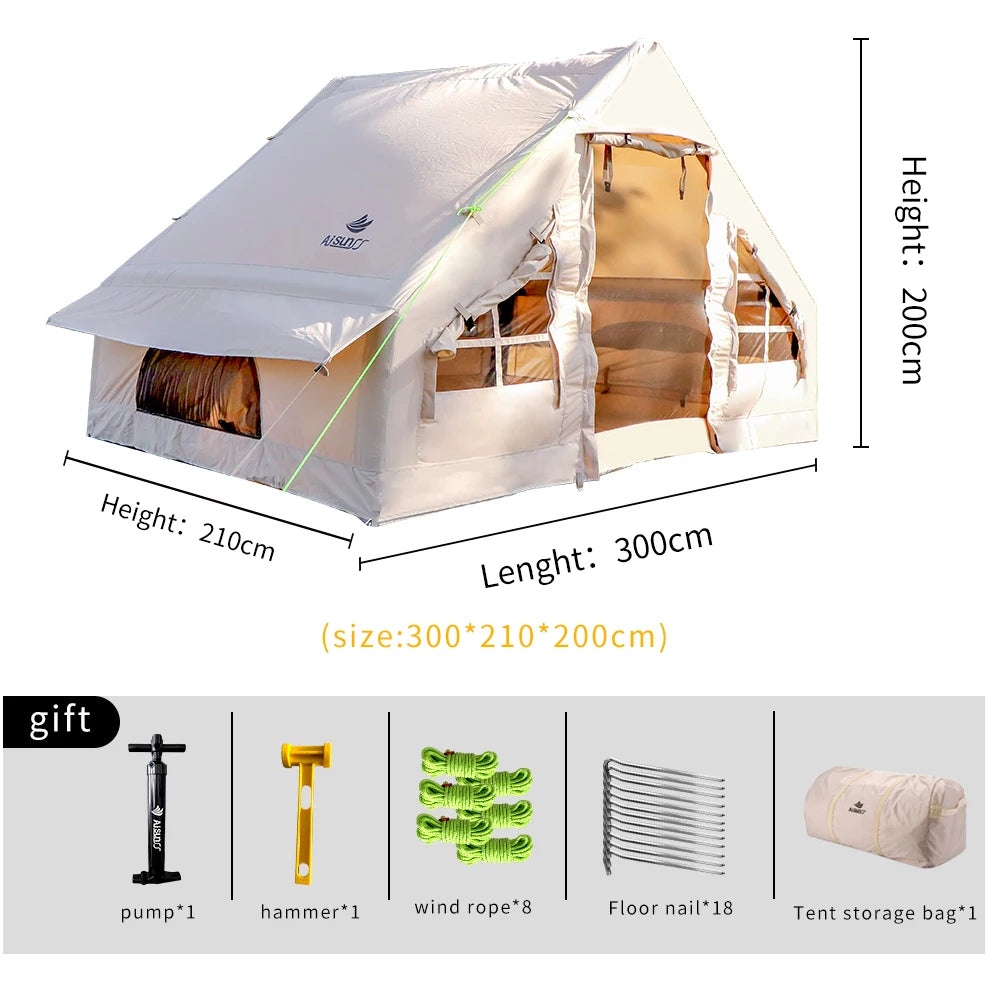Beach Camp Large Inflatable Tent Tents for Outdoor Camping, Waterproof and Sunscreen, Family Dinner, 3-4 People