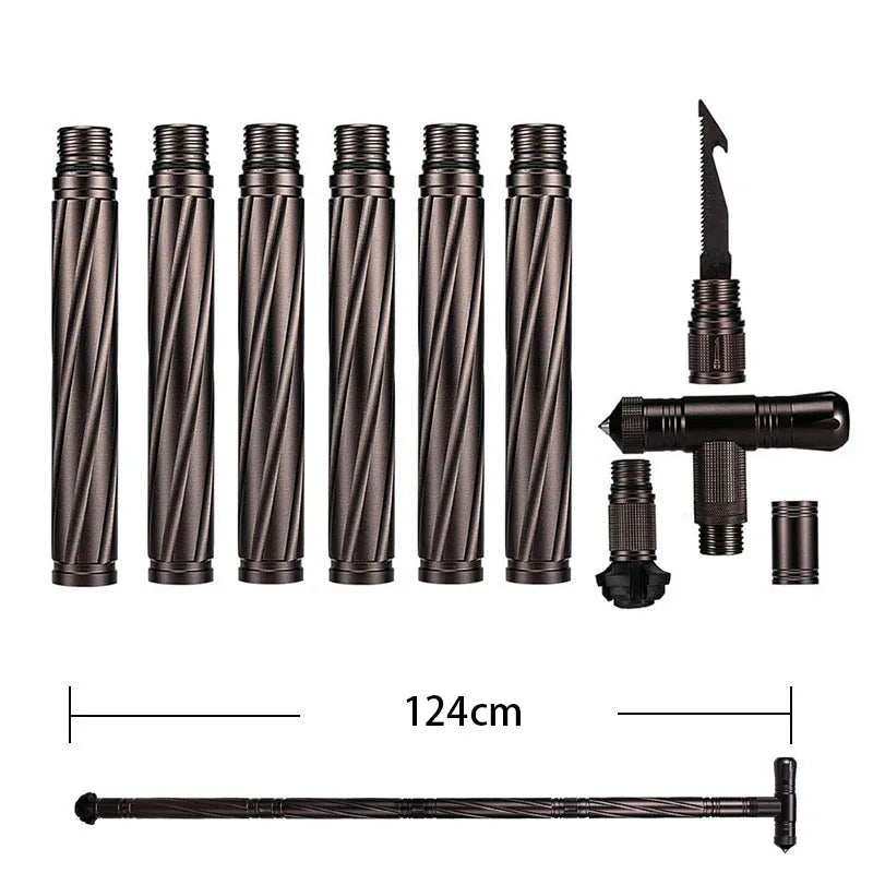 Beach Camp Folding Tactical Self-Defense Stick, Walking Hiking Stick, Trekking Poles, Outdoor Hiking