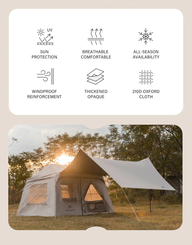 Beach Camp Outdoor Camping 3-4 Person Portable Waterproof Family Awning Beach Tent Quick Opening Fishing Tent Picnic Park Anti-UV Shade