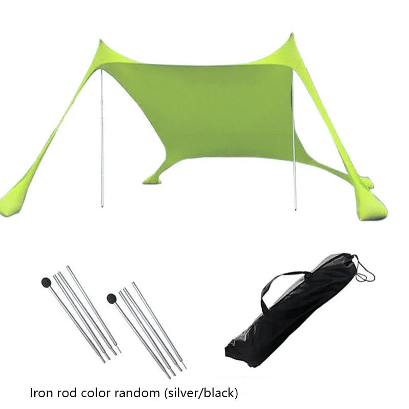 Outdoor Beach Tent Sun Shelter Camping Shades Tents Windproof One-piece Beach Canopy Tents UPF50+ Portable Family Tent