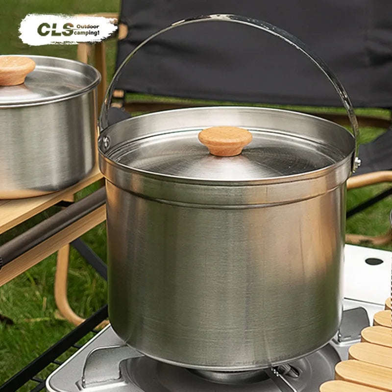 NOBANA&CLS Newset Outdoor Camping Stainless Steel 14P 22PCS Triple Stencorpel Set Camping Dinware Bowl Pot Set Household Pot