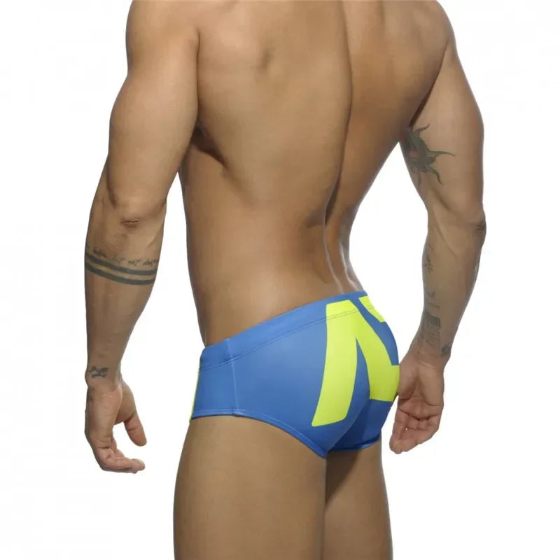 Men's Swimsuit Bikini Briefs Sexy Letter Print Swimwear Beach Shorts Boxer Swim Trunks Pants Quick Dry Bathing Suit Beachwear