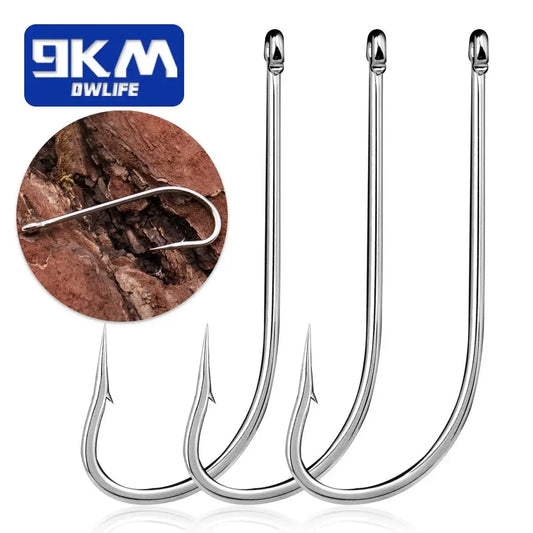 Saltwater Fishing Hooks 50~200Pcs Spear Sharp Bait Hooks Offset Hook High Carbon Steel Ringed eye Aberdeen Catfish Bass Hooks