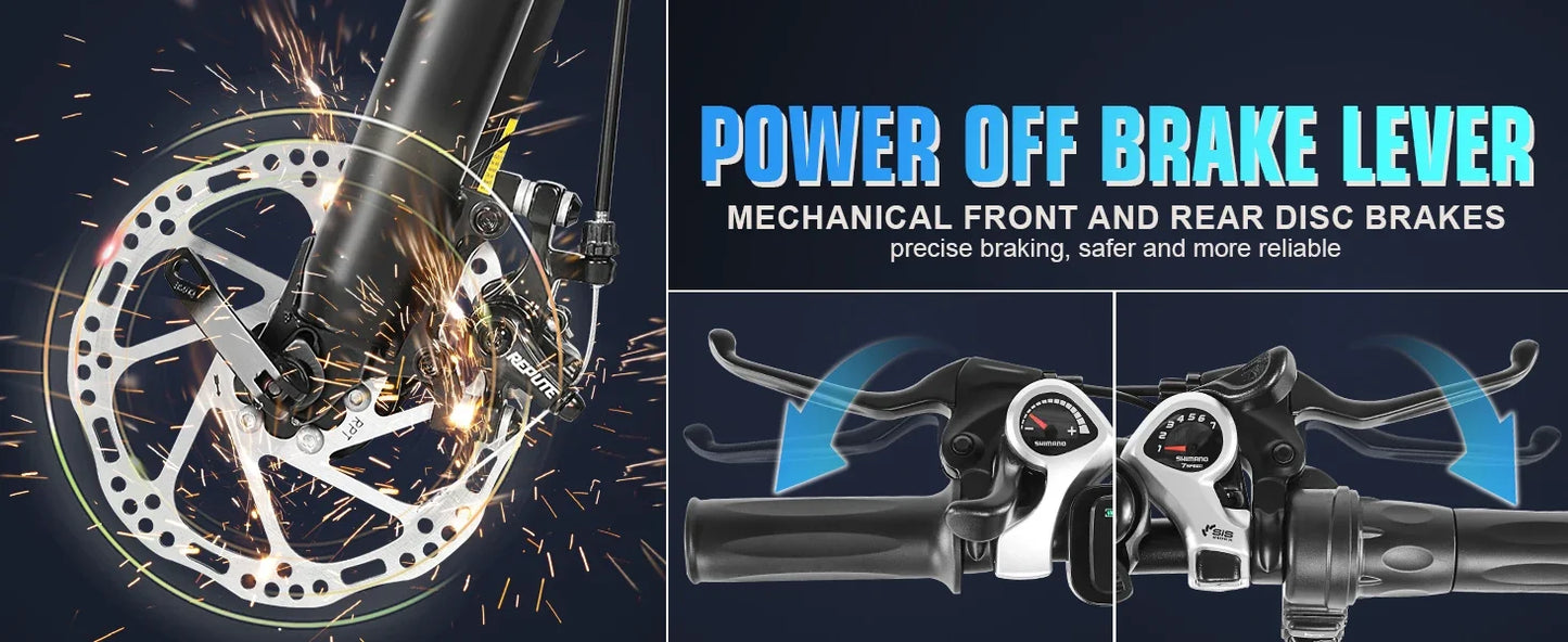 Beach Camp Electric Mountain Bike,[Peak 750W Motor] Mountain Bike,26" Sunshine Commuter Ebike,55 Miles 22MPH Electric