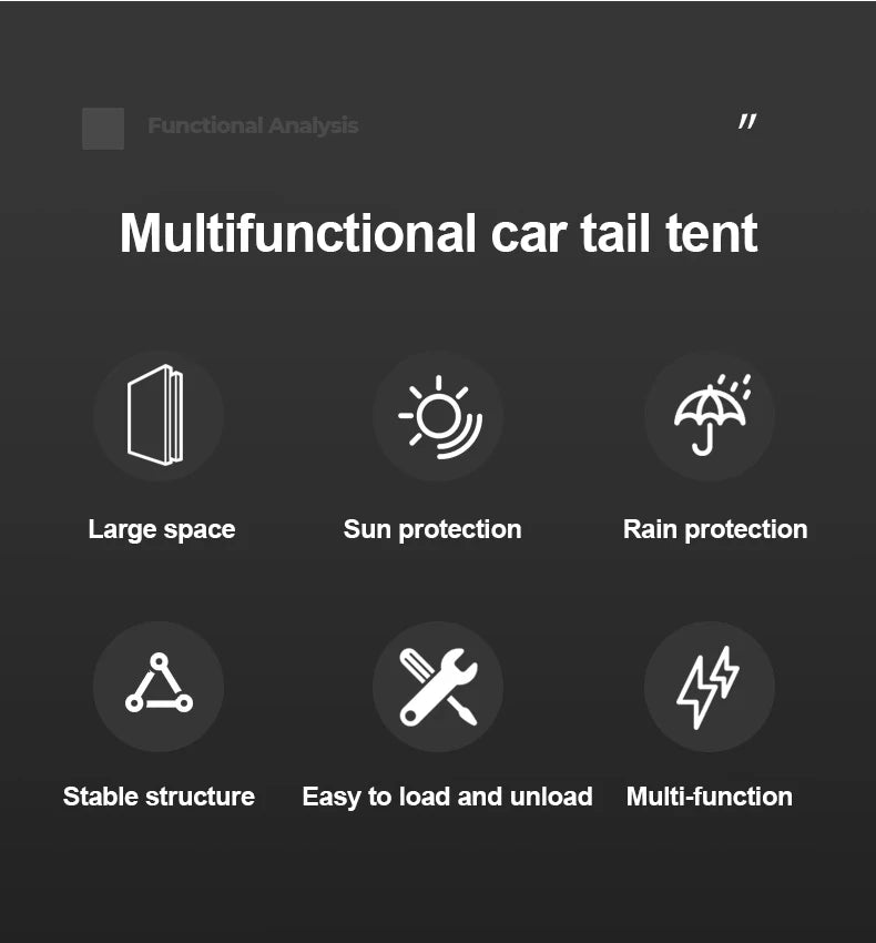 Beach Camp SUV Car Roof Tent, Waterproof Tailgate Awning for Camping, 3-4 Person Universal Sun Shelter with UV Protection