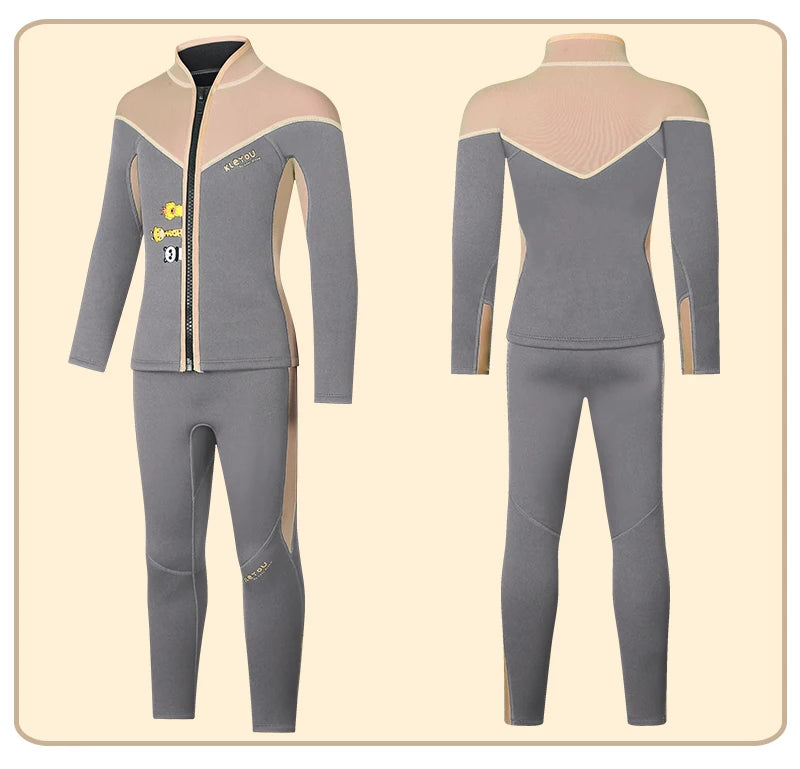 Beach Camp Two-Piece Neoprene Swimsuit for Kids, Professional Swimwear for Boys and Girls, Surfing Wetsuit Diving Suits, Bathing Suit