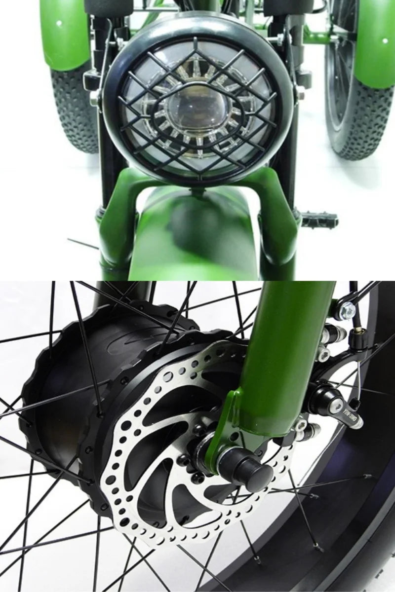 Beach Camp Electric Fat Bike 24 Inch Three Wheel Electric Bicycle Powerful Snow Mountain Electric Bike Adult Men's Women's