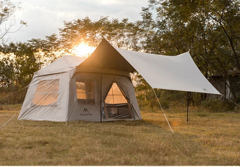 Beach Camp Outdoor Camping 3-4 Person Portable Waterproof Family Awning Beach Tent Quick Opening Fishing Tent Picnic Park Anti-UV Shade