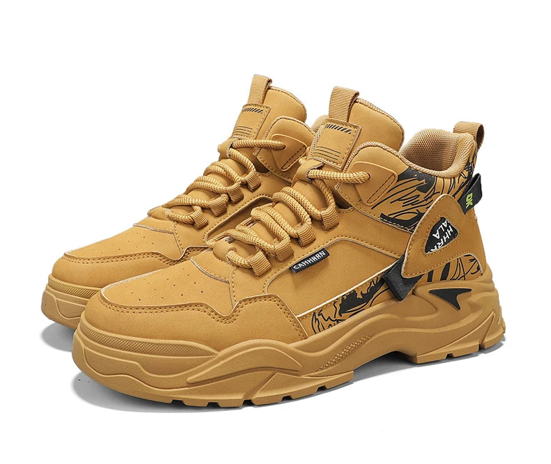 New Outdoor Boots Men's High Top British Style Cargo Short Boot Help Men's Outdoor Leisure Mountaineering Boots