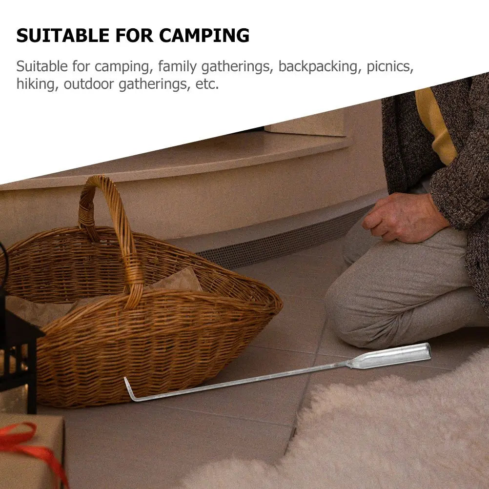 Beach Camp BBQ Hook Fire Pit Poker Steel Fireplace Tool Camping Accessories Durable Lightweight Portable Design Suitable for Gatherings