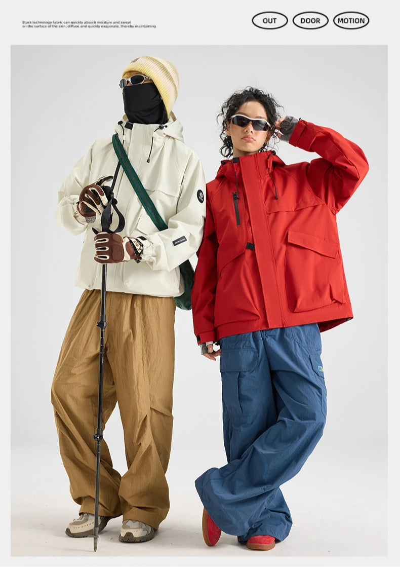 Beach Camp Outdoor Women's Waterproof Jacket Mountain Climbing Workwear Windbreaker Men Loose Fit Windproof Spring Autumn Vibe Hiking Coat