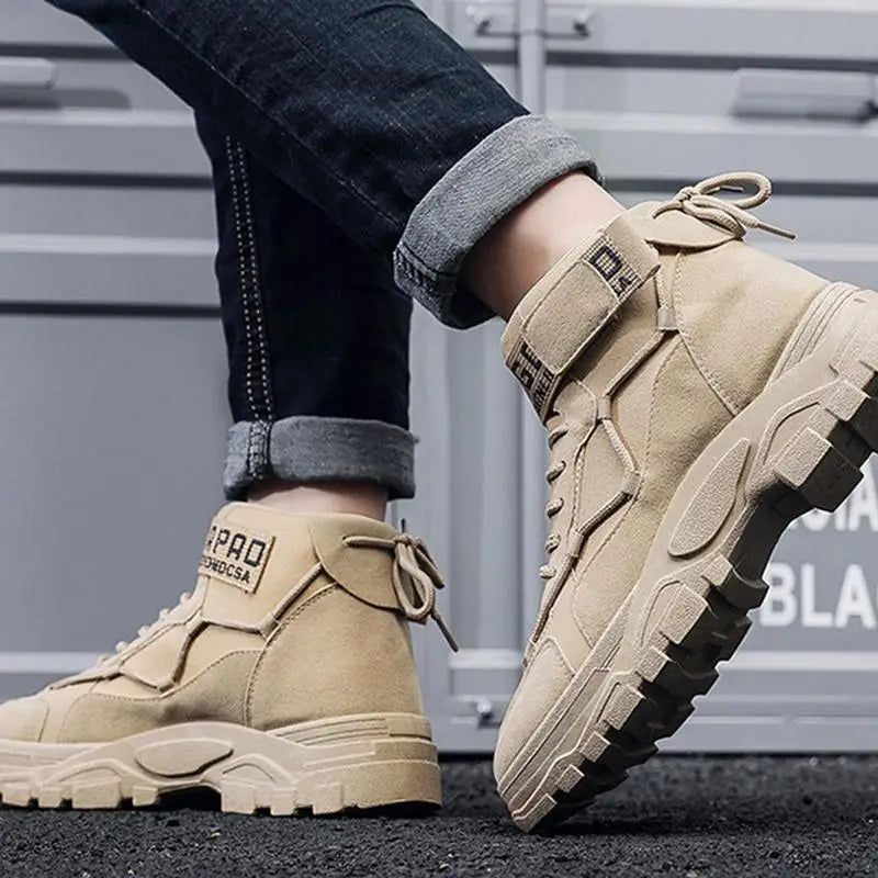 Men's High Top Hiking Boots Non-Slip Outdoor Trekking Tactical Military Boots Ankle Protctor Camping Climbing Biking Work Shoes