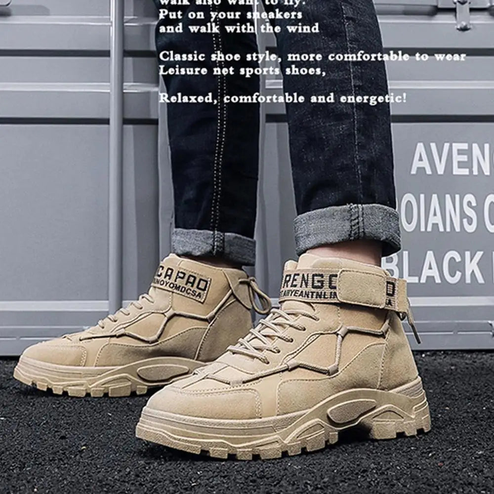 Men's High Top Hiking Boots Non-Slip Outdoor Trekking Tactical Military Boots Ankle Protctor Camping Climbing Biking Work Shoes