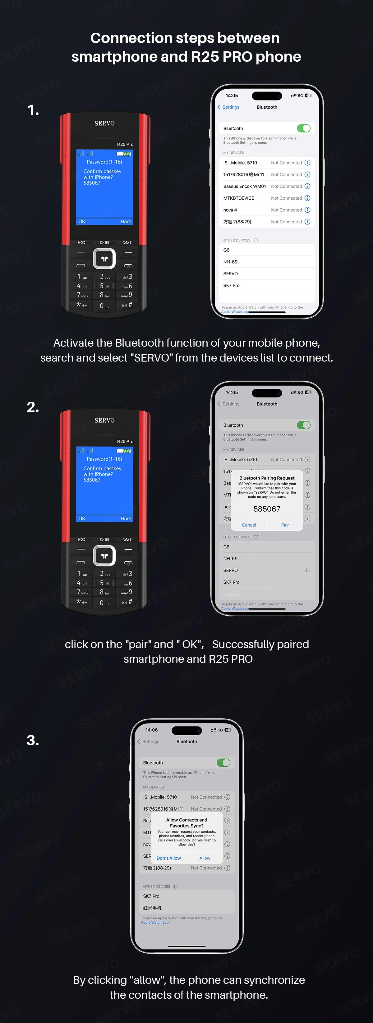 SERVO R25 PRO Button Mobile Phone Built-in TWS Earphones Dual SIM Standby Speed Dial Blacklist FM Radio 2G GSM Feature Cellphone