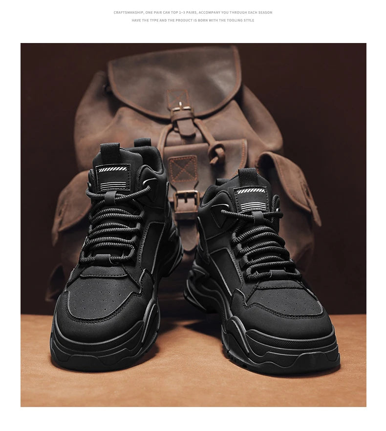 New Outdoor Boots Men's High Top British Style Cargo Short Boot Help Men's Outdoor Leisure Mountaineering Boots