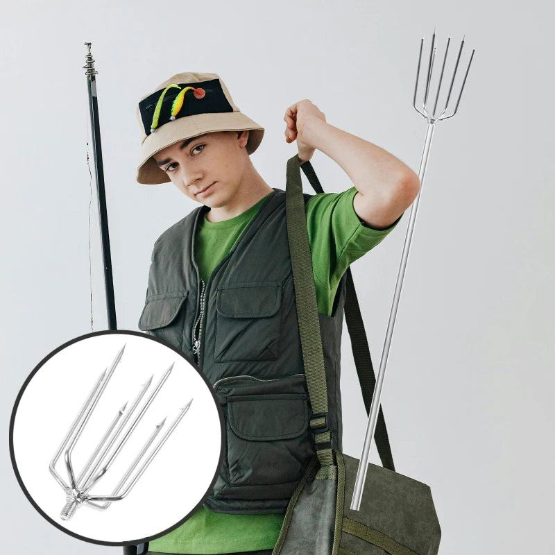 Spearing Tool Barb Fishing Outdoor Tackle Professional Spearfishing Metal Fishgig Lantern Fork