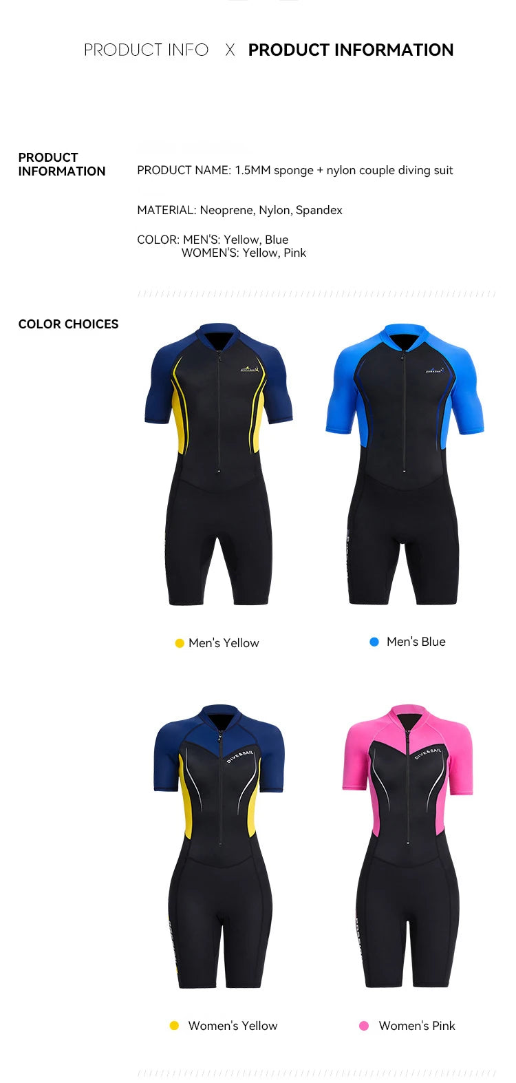 Beach Camp Men Women New Couple Diving Suit One-piece Sunscreen Swimsuit Short-sleeved Shorts 1.5mm Snorkeling Surfing Warm Shorty Wetsuit