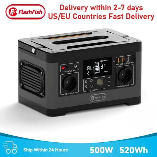 Beach Camp Portable Power Bank Station Equipment 60W-500W Power Bank Generator + Pure Sine Wave AC Output for Outdoor Camping Emergency
