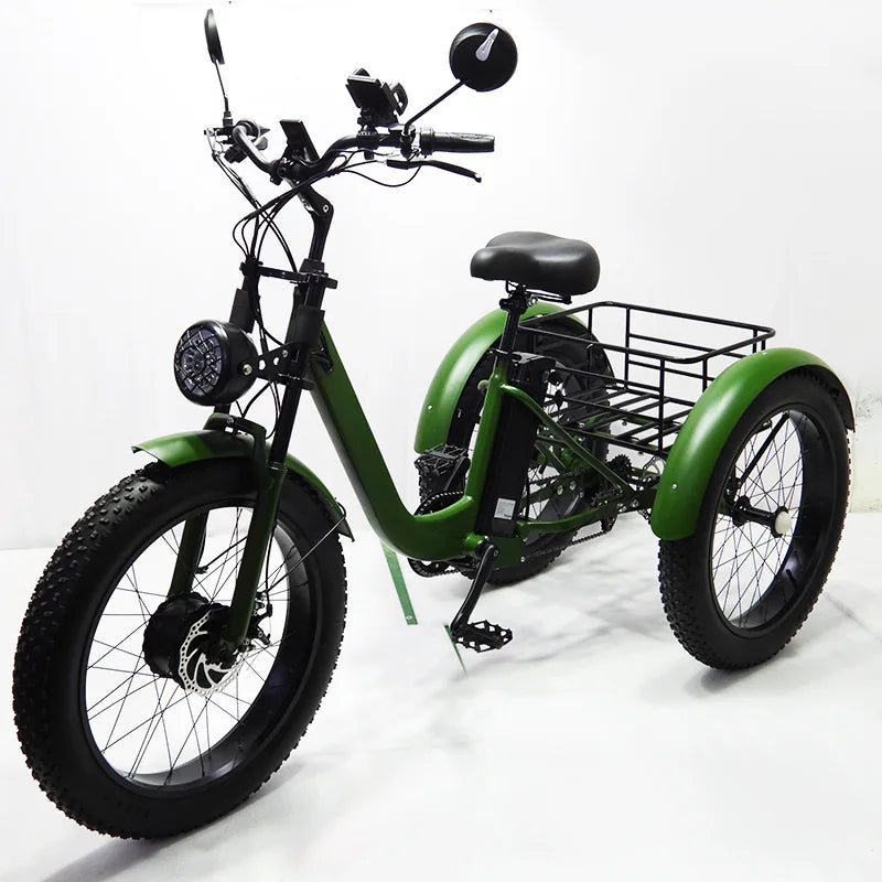 Beach Camp Electric Fat Bike 24 Inch Three Wheel Electric Bicycle Powerful Snow Mountain Electric Bike Adult Men's Women's