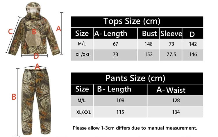 Beach Camp Outdoor Hunting Fishing Clothing Camouflage Hooded Ghillie Suit Jungle Camping Hiking Gardening Work Wear Mosquito Proof Clothes