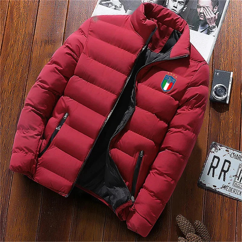 Beach Camp Winter coat men's fashion stand collar men's coat outdoor camping men's solid thickened jacket coat men's Parka