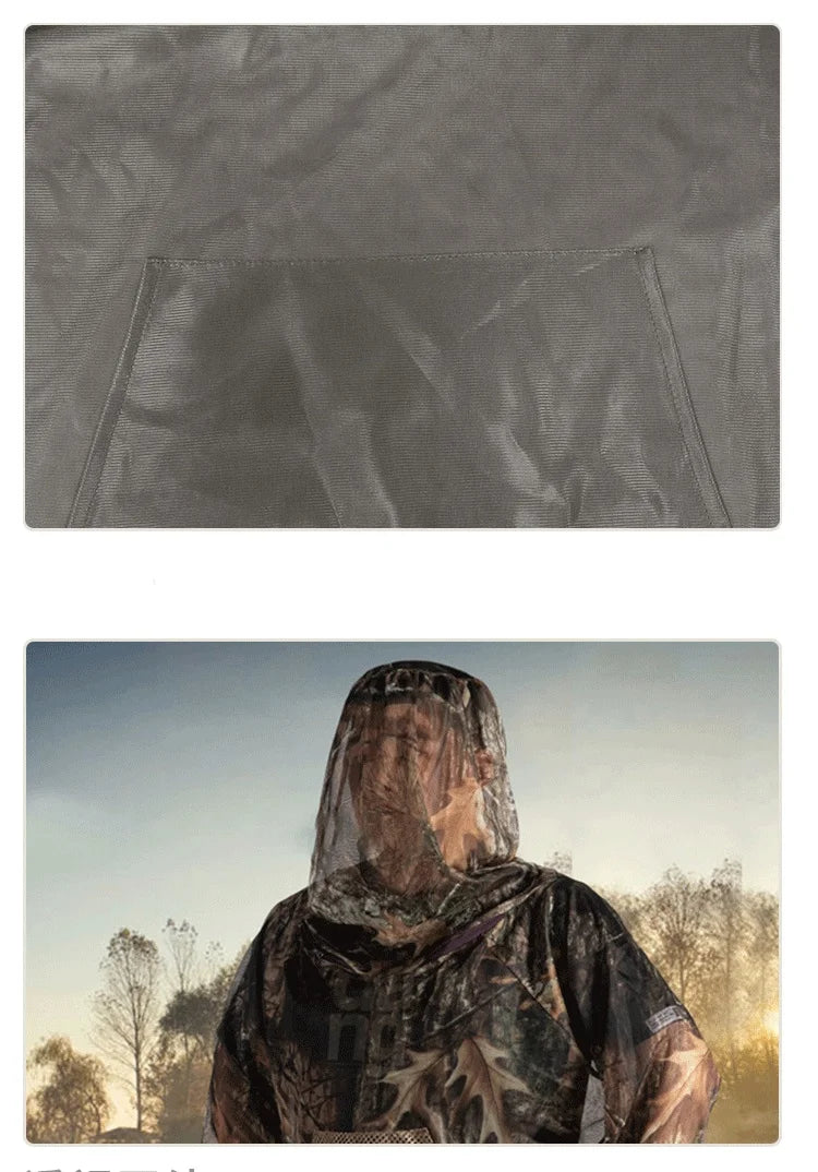 Beach Camp Outdoor Hunting Fishing Clothing Camouflage Hooded Ghillie Suit Jungle Camping Hiking Gardening Work Wear Mosquito Proof Clothes