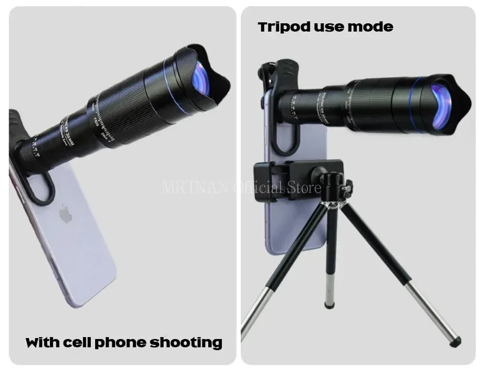 Beach Camp Professional Telescope Monocular HD 40X Zoom Phone Lens Camera Telephoto With Tripod Metal Telescope For Tourism Camping
