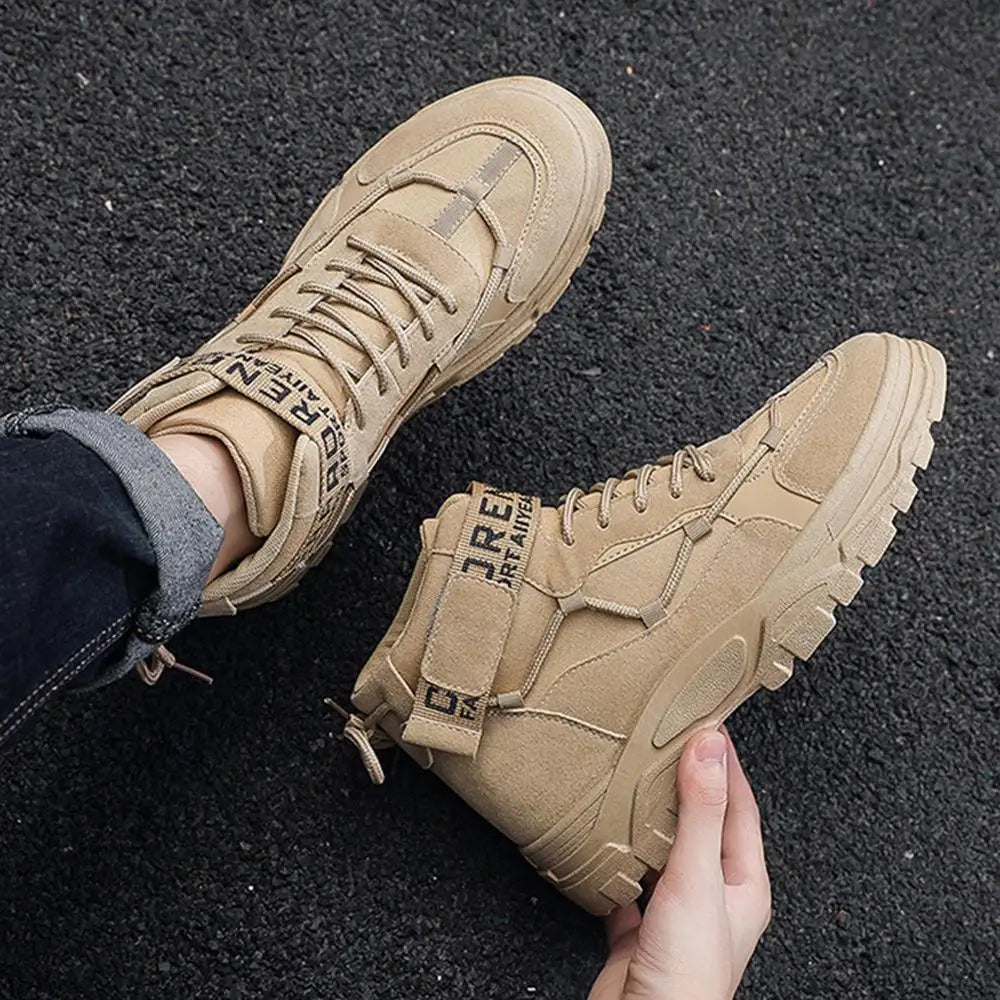 Men's High Top Hiking Boots Non-Slip Outdoor Trekking Tactical Military Boots Ankle Protctor Camping Climbing Biking Work Shoes