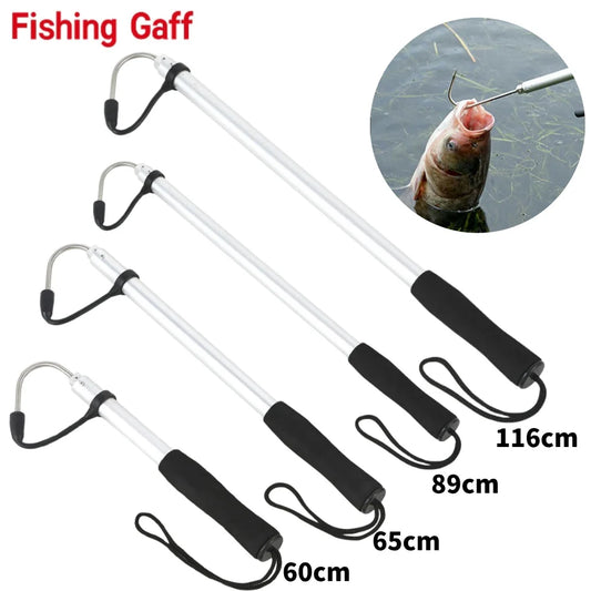 Telescopic Sea Fishing Gaff Stainless Aluminum Alloy Spear Hook Tackle