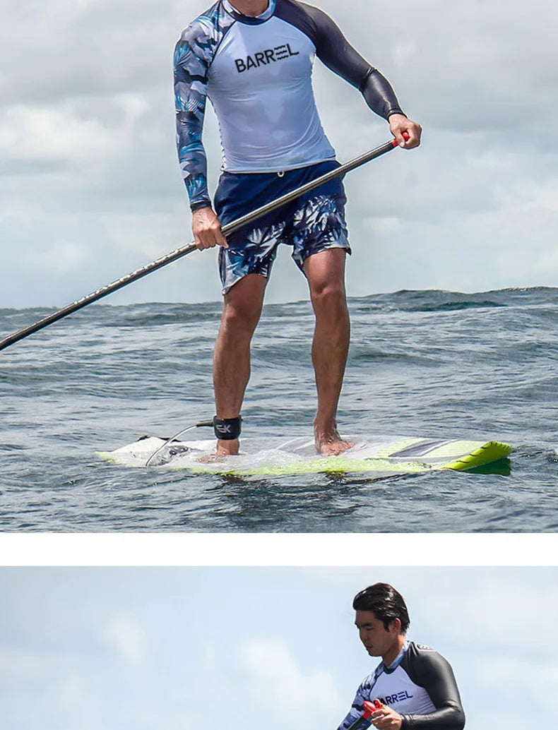 Beach Camp Rash Guard Diving Suit for Men Swimsuit Long Sleeved Sunscreen Quick Drying Rash Guard Surfing Suit Snorkeling Set Bathing Suit