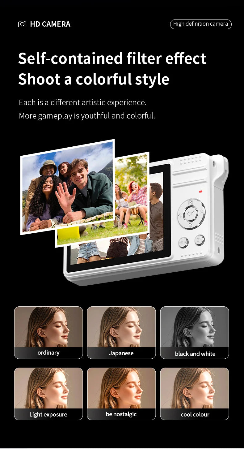 Beach Camp 4K Digital Cameras 50 MP Portable Vlogging Camera 16X Zoom Camcorder Camera 2.8 Inch LCD Screen for Photography and Video