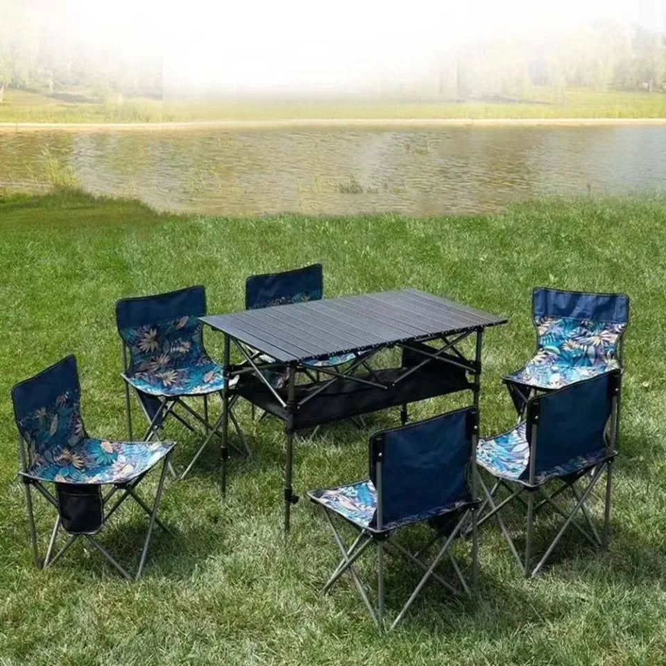 Outdoor Picnic Folding Desk Easy To Install Portable Camping Barbecue Table Sturdy Durable Egg Roll Tables Beach Leisure Desks