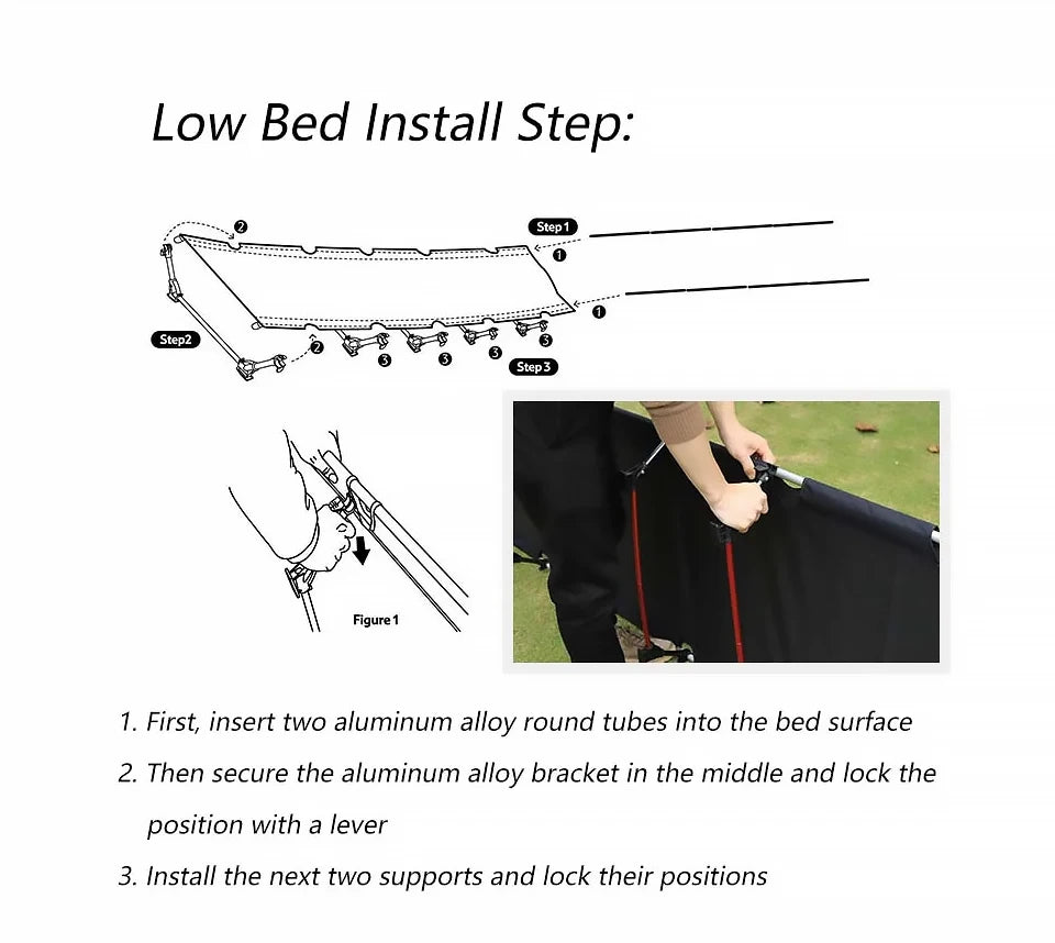 Beach Camp Portable Camping Cot Lightweight Collapsible Sleeping Bed Tourist Hiking Backpacking Folding Tent Bed Outdoor Single Bed