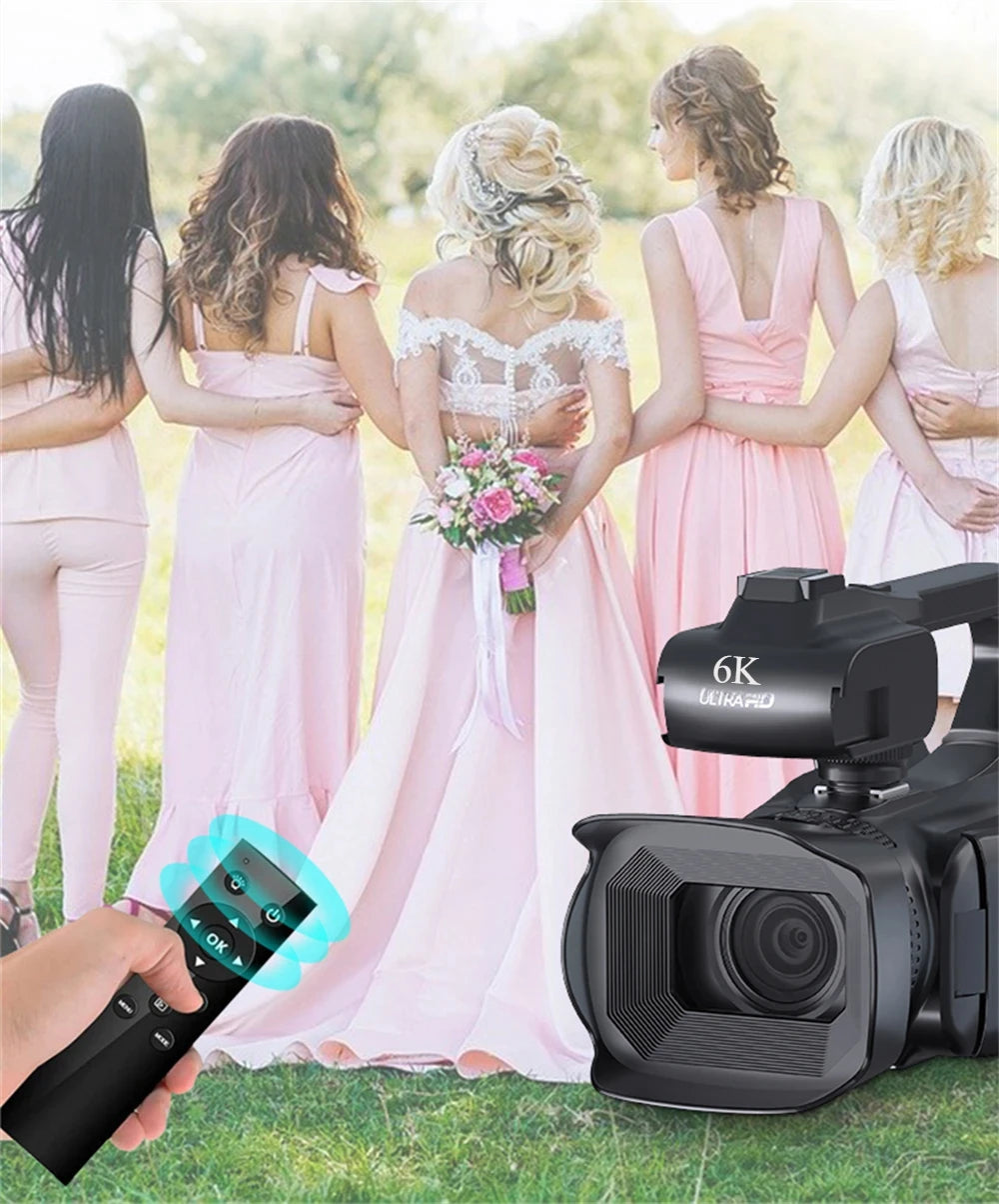 Beach Camp 6K 60FPS Professional Camcorder for Photography 64MP WiFi Livestream Webcam Video Cameras 18X Digital Zoom YouTube Vlog Recorder