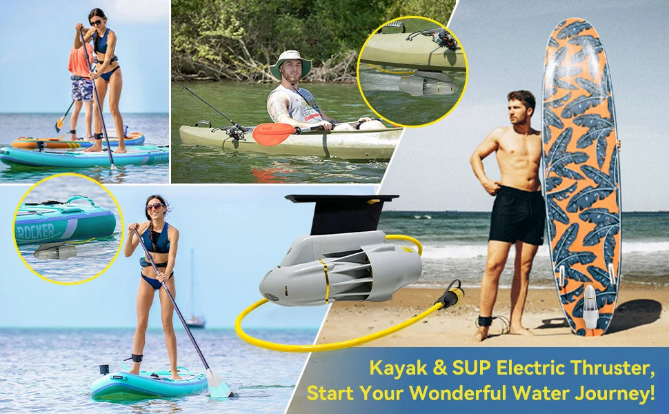 Beach Camp Underwater Thruster Motor for Kayak Boats Accessories, Electric Fins Propeller Stand Up Paddle SUP Surf Fishing Motor